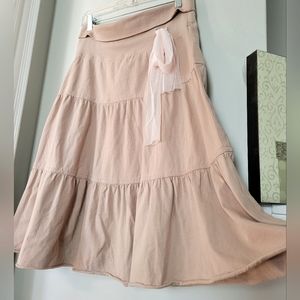 Urban Outfitters Cotton Tiered Midi Skirt with Tulle Sash